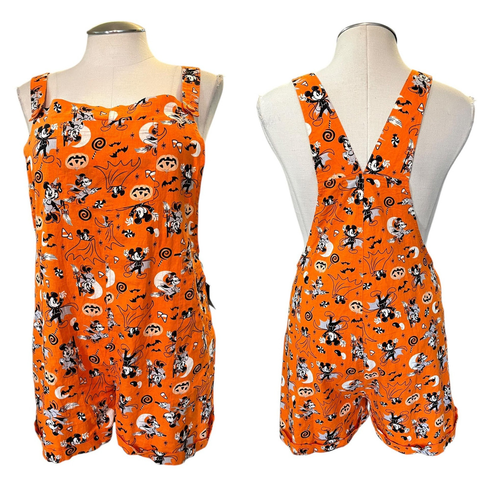 Hot Topic Plus Size 0 Disney Mickey Mouse Halloween Pumpkin Shortalls Halloween